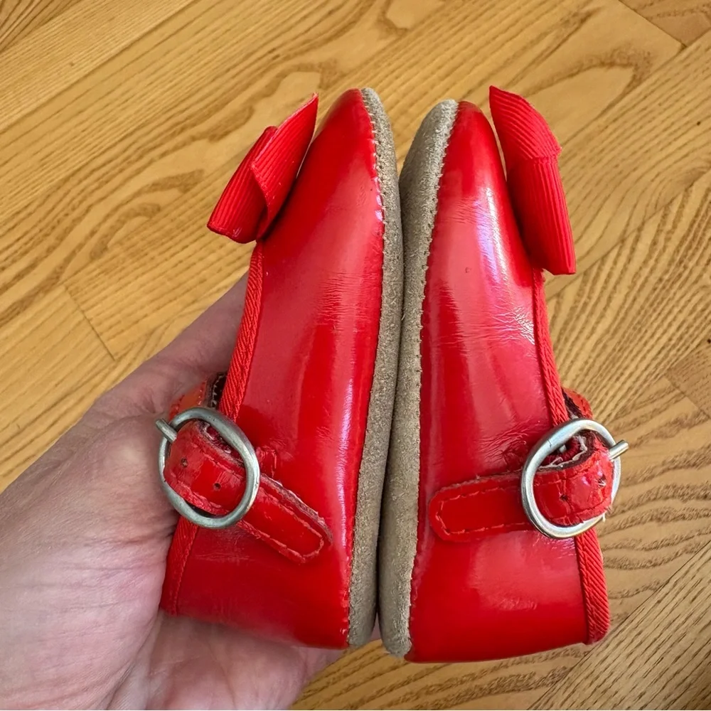 Janie And Jack Red Baby Shoes Mary Jane Ballet Flats Red Christmas Outfit Size 2